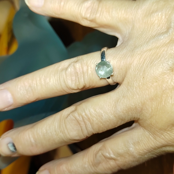 New Srerling Silver Aqua Kayanite Ring Size 7.5 - Picture 6 of 10